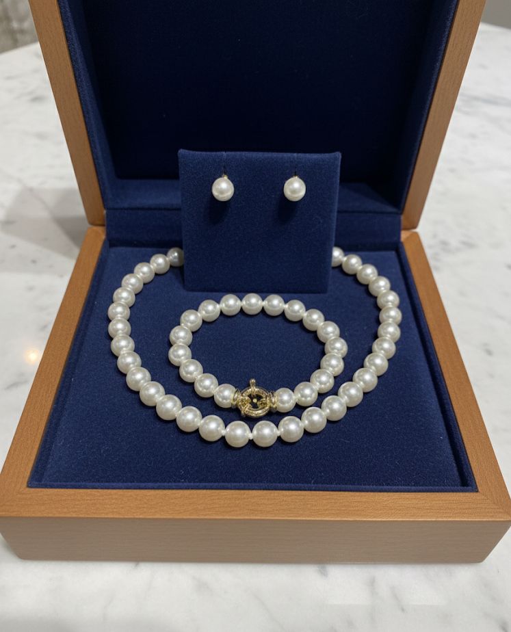 MALLORCA COLLAR-ARETES-PULCER PERLAS CLRS SET003