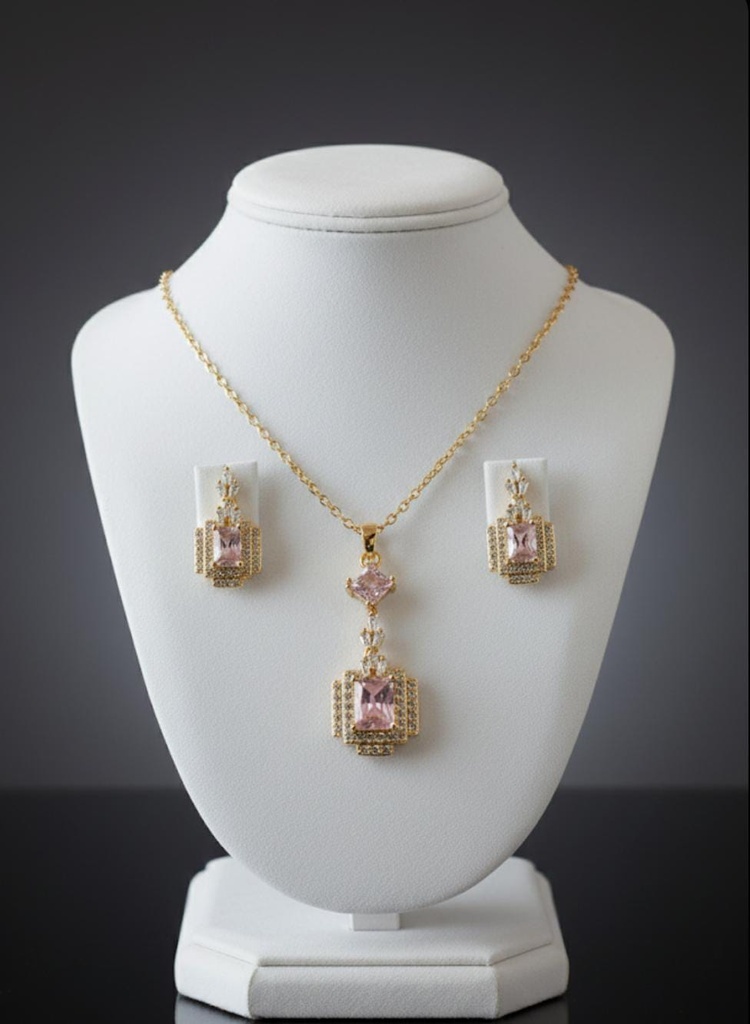 SET ARETES-COLLAR PIEDRA CUADRA CLRS