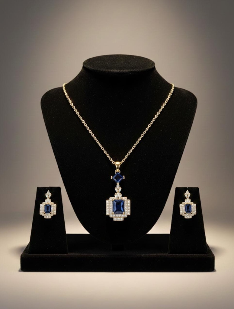 SET ARETES-COLLAR PIEDRA CUADRA CLRS