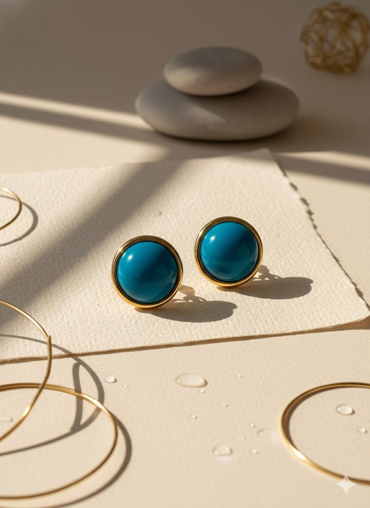 ARETES ENCHAPE PERLA CELESTE-DRD