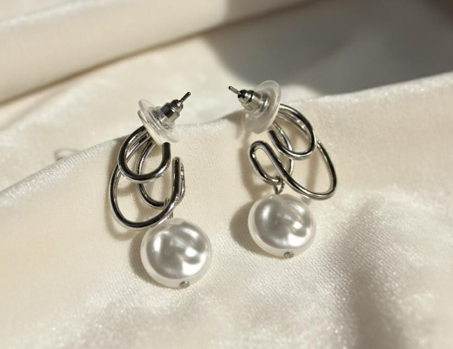 ARETES DORADO PERLAS COLGANTE