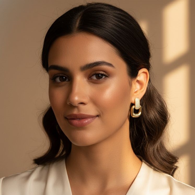 ARETES ENCHAPE CUADRADO DRD BRILLANTE