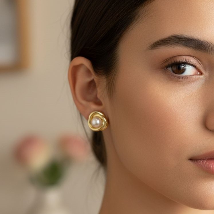 ARETES ENCHAPE PERLA-DRD