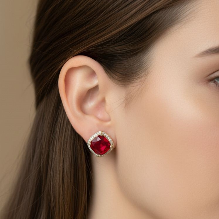 ARETES ENCHAPE PERLA CUADRA COLORES