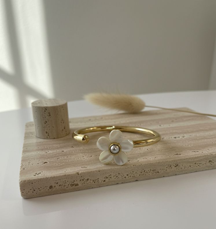 PULCERA ENCHAPE DORADO FLOR PERLAS