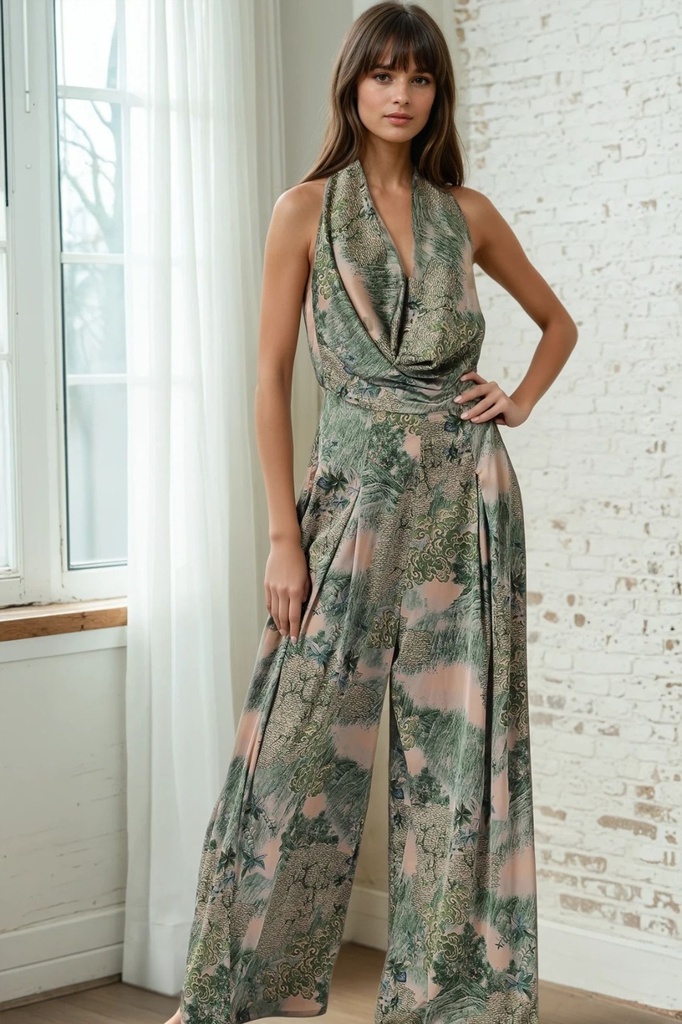 AAKAA JUMPSUIT VERDE FLORES COLORES RA93297H