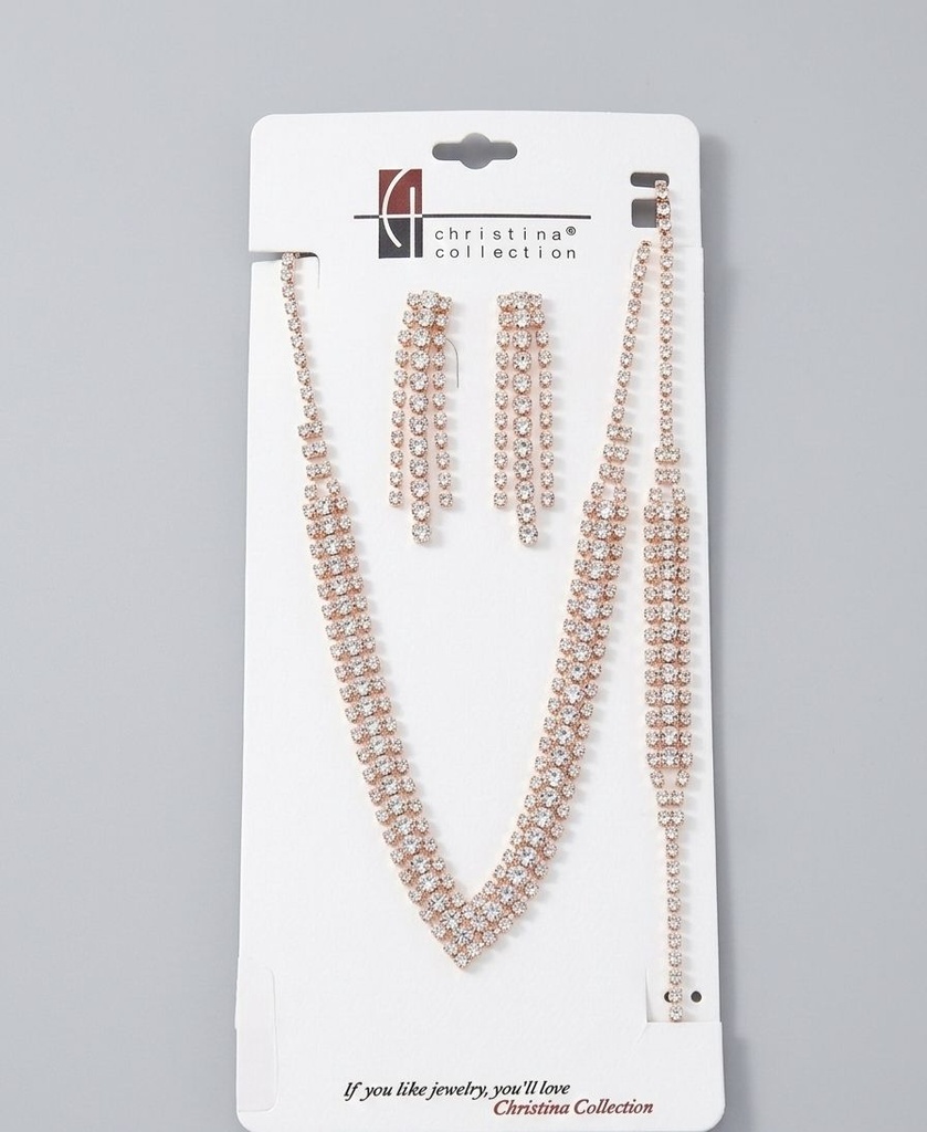 CHRISTINA COLLAR-ARETES-PUL.ROSE BRILLAN