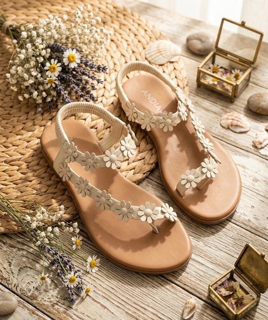 ANDIAMO SANDALIA FLORES BEIEGE AKERRY
