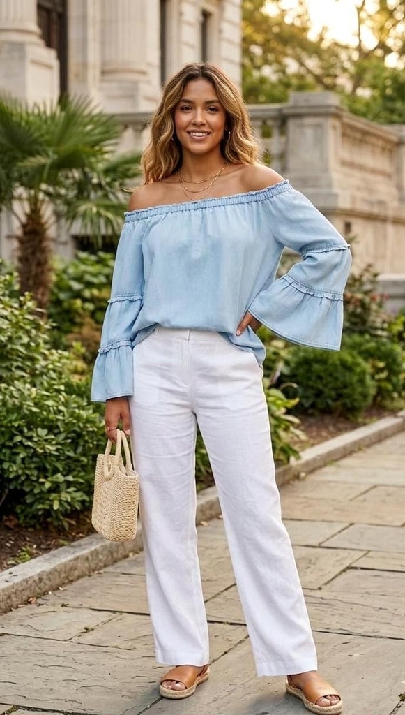 HOPE&HARLOW BLUSA AZUL JEANS HT8132ZK9