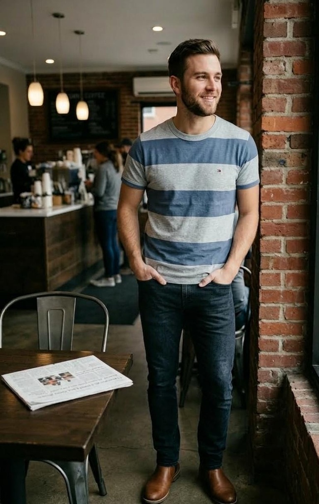 TOMMY CAMISETA AZUL-GRIS HOMBRE XM07456