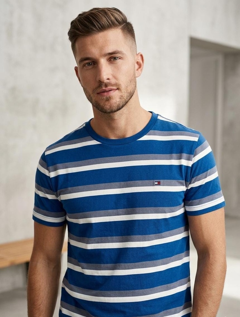 TOMMY CAMISETA AZUL LINEAS CLST-BLC XM05627