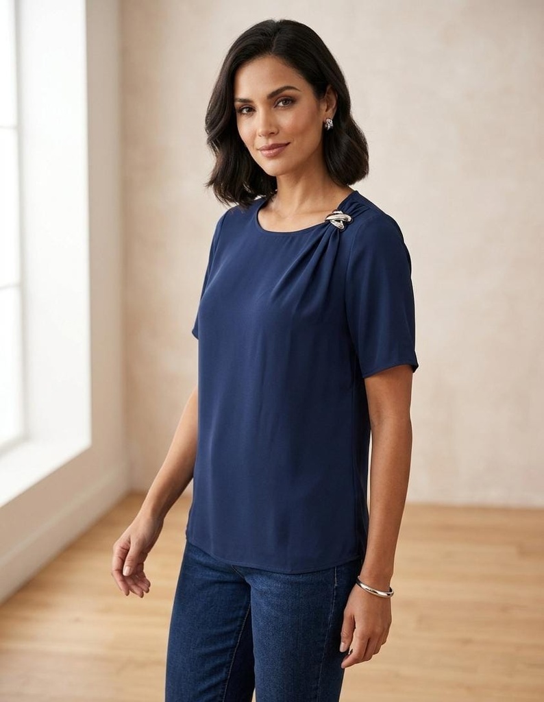 MICHEL BLUSA AZUL M. BROCHE/DRD 43726A