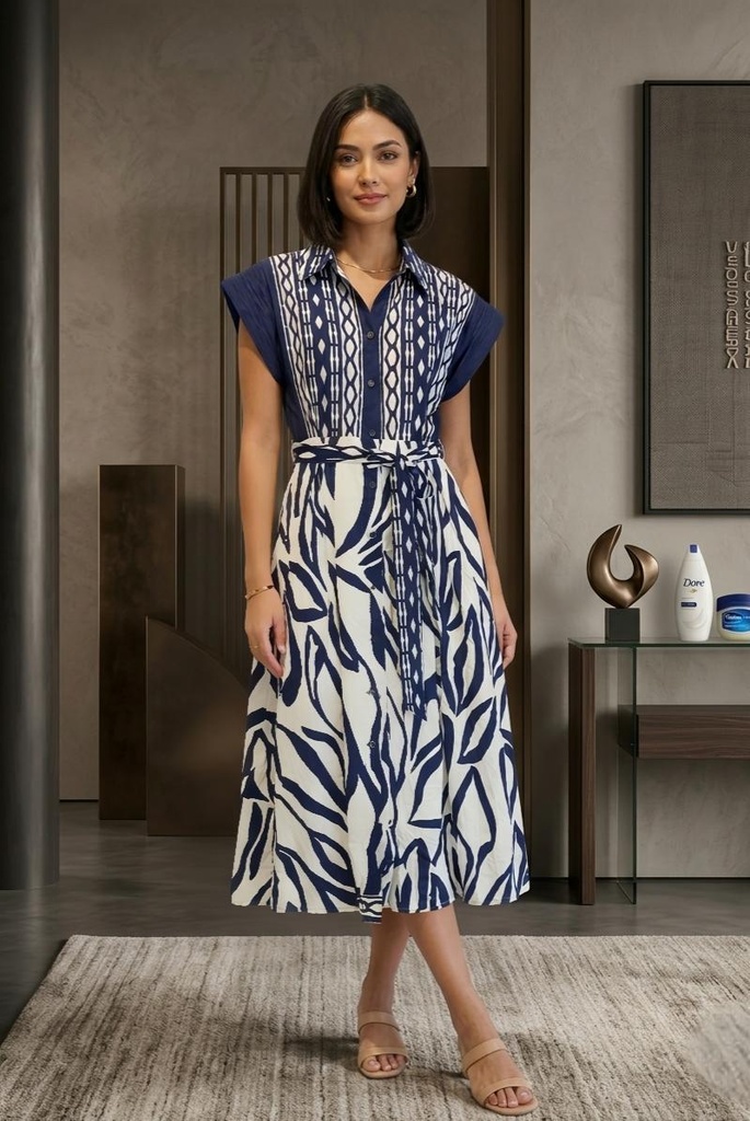 BIGHIT VESTIDO AZUL M-BEIGE ESTAM HD3148