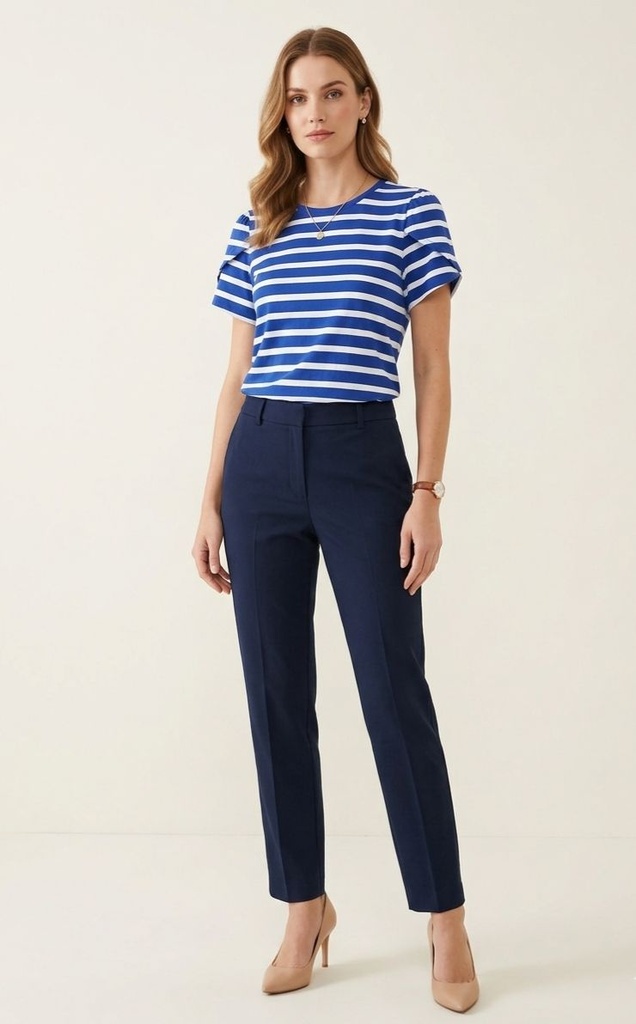 ANNE KLEIN CAMISETA AZUL-BLANCO