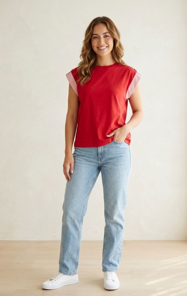 TOMMY CAMISETA ROJO RAYAS