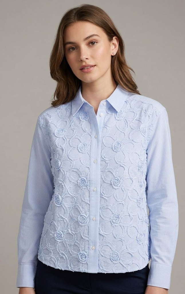 ZAC&RACHEL BLUSA CELESTE RAYAS FLRS ST8111BJ2