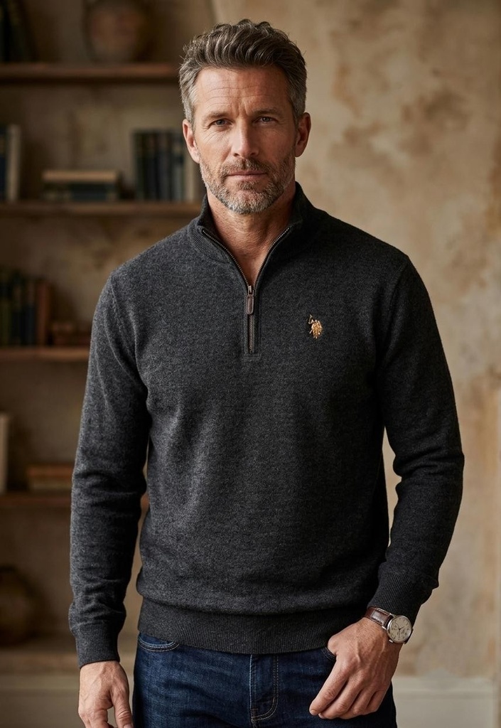 POLO SUETER GRIS ZIPER HOMBRE 11Q0075Z5