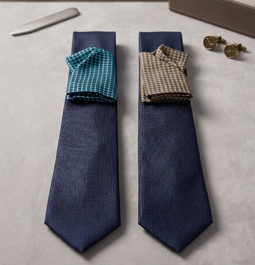 ISSAC CORBATA+PAÑUELO AZUL CUADR. ISAACA