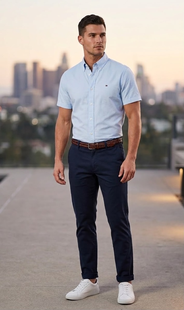 TOMMY CAMISA CELESTE HOMBRE XM03515C