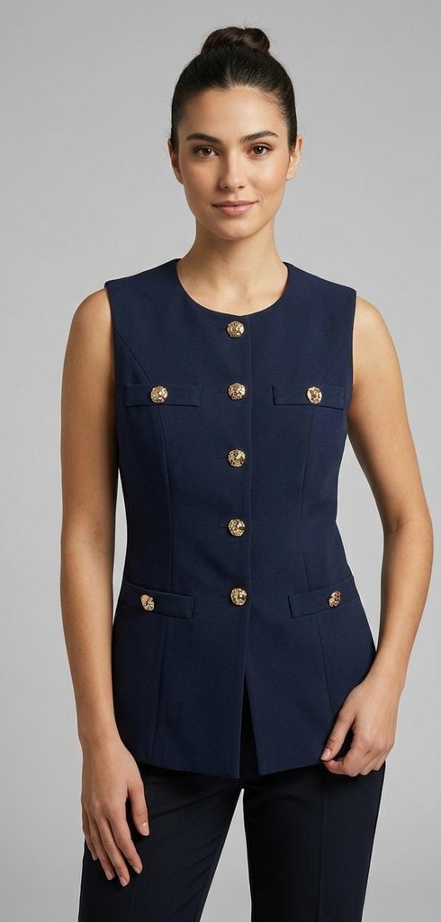 MICHEL BLUSA CHALECO AZUL M. BOTONES 71013