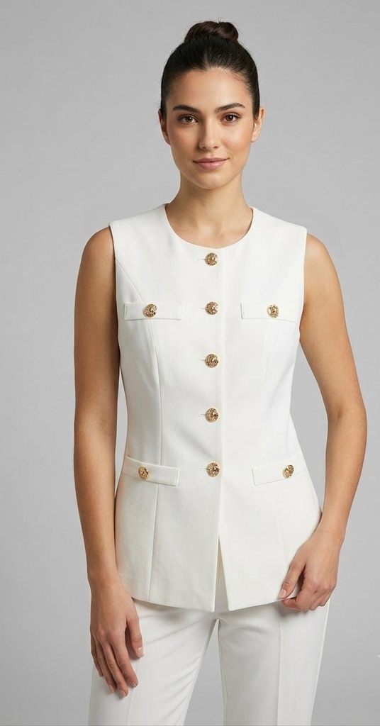 MICHEL BLUSA CHALECO BLANCO BOTONES 71013B