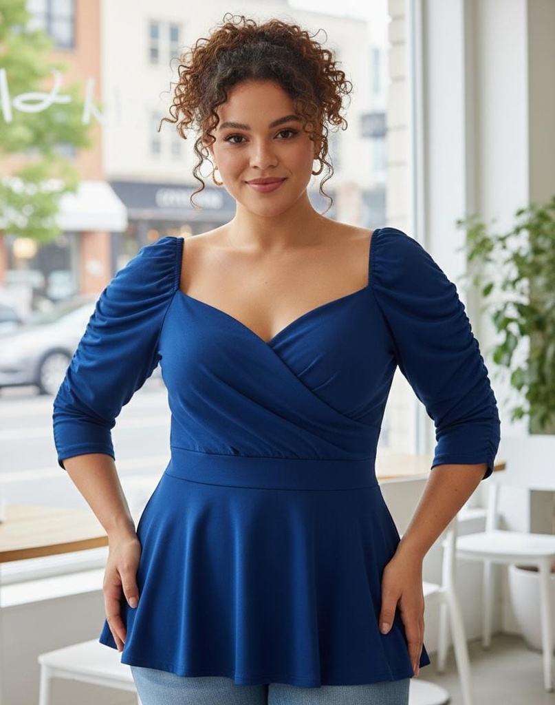 FIND ME BLUSA MUJER AZUL ELECTRICO PLUS