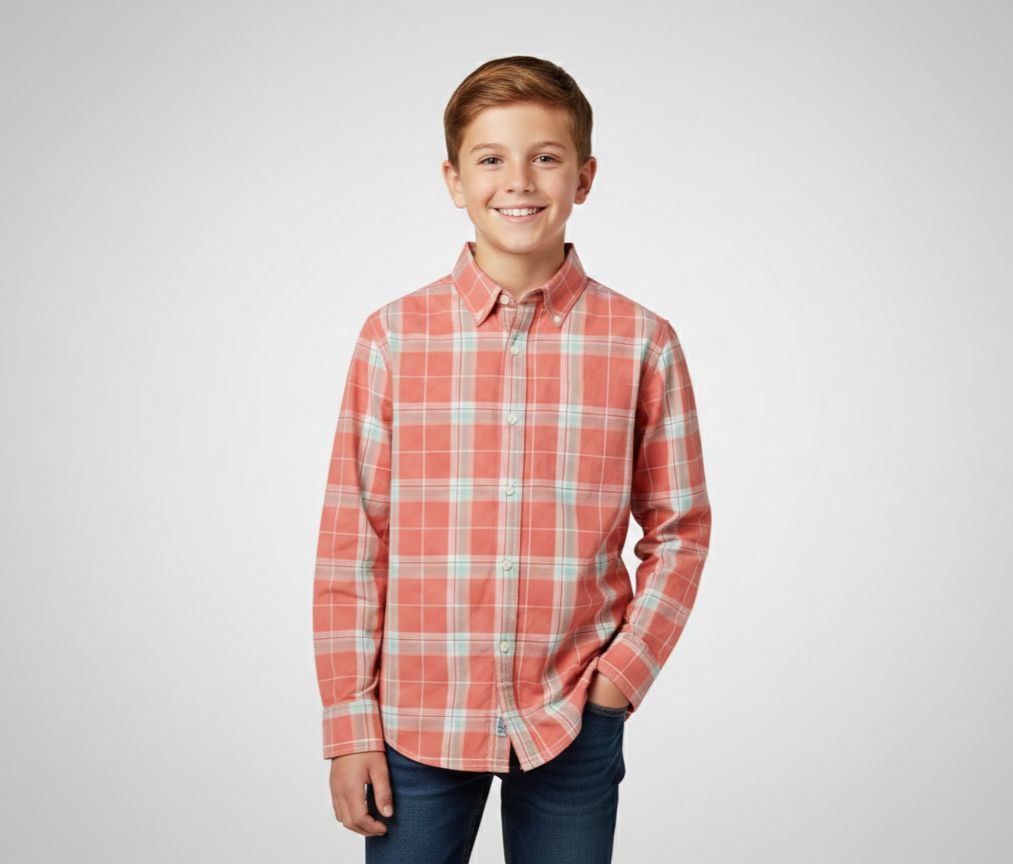 OSHKOSH CAMISA NIÑO SALMON CUADROS
