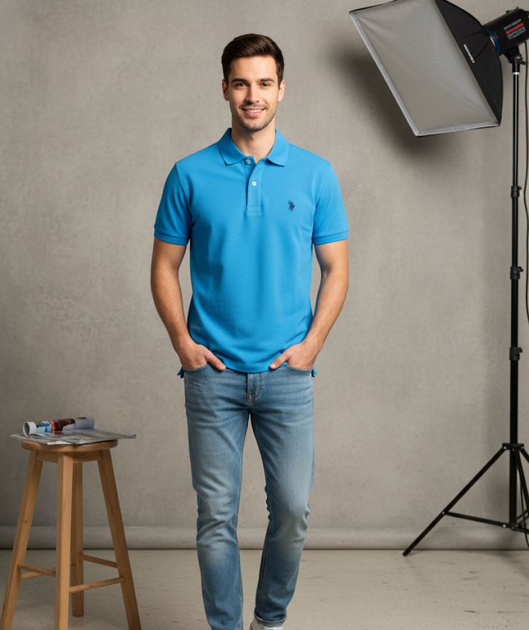 POLO CAMISETA AZUL HOMBRE