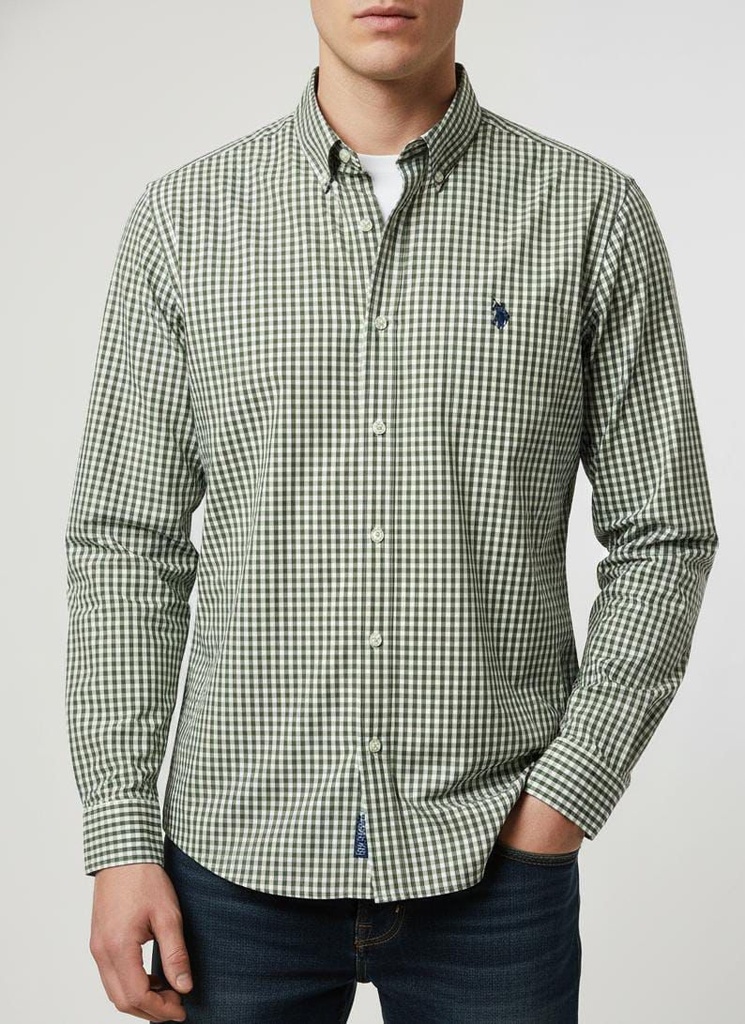 POLO CAMISA VERDE CUADRIC.BLC HOMBRE