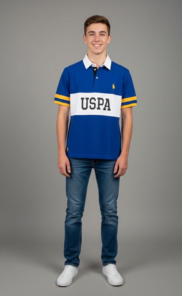 POLO CAMISETA NIÑO  AZUL-BLC