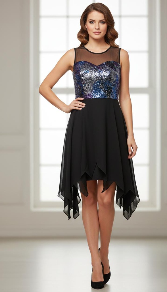 SD VESTIDO MUJER NEGRO LENTEJ.CLRES