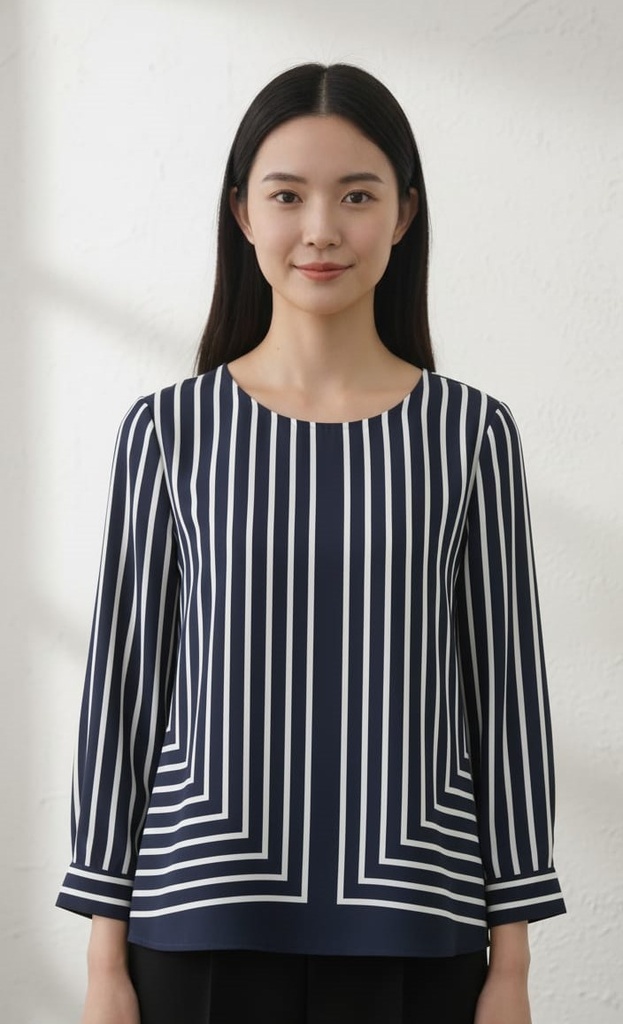 SIONI BLUSA AZUL M.RAYAS BLANCO MUJER