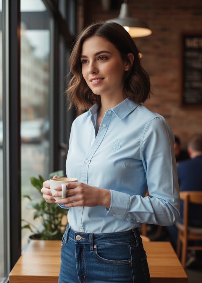 POLO CAMISA AZUL TURQUEZA MUJER