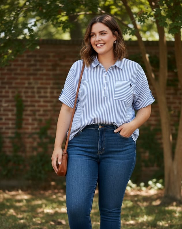 POLO CAMIS RAYAS BLANCO-AZUL MUJER