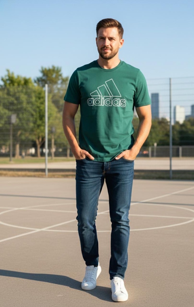 ADIDAS CAMISETA HOMBRE VERDE OSCURO