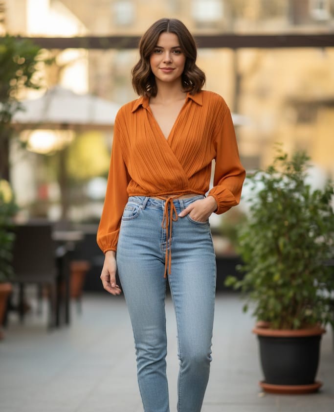 MILK&HONEY BLUSA NARANJA MUJER