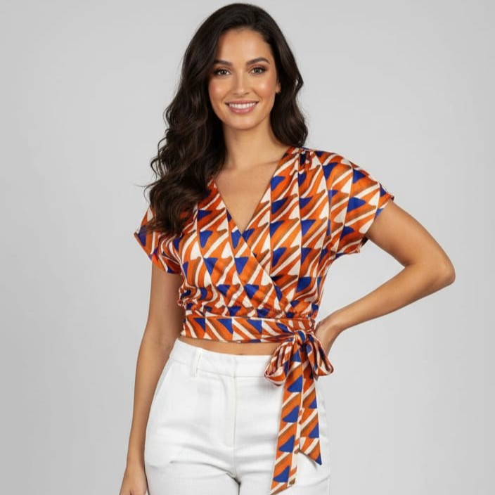 MILK&HONEY BLUSA NARANJA-AZUL-