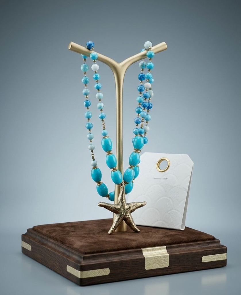 COLLAR PERLAS CELESTE ESTRELLA