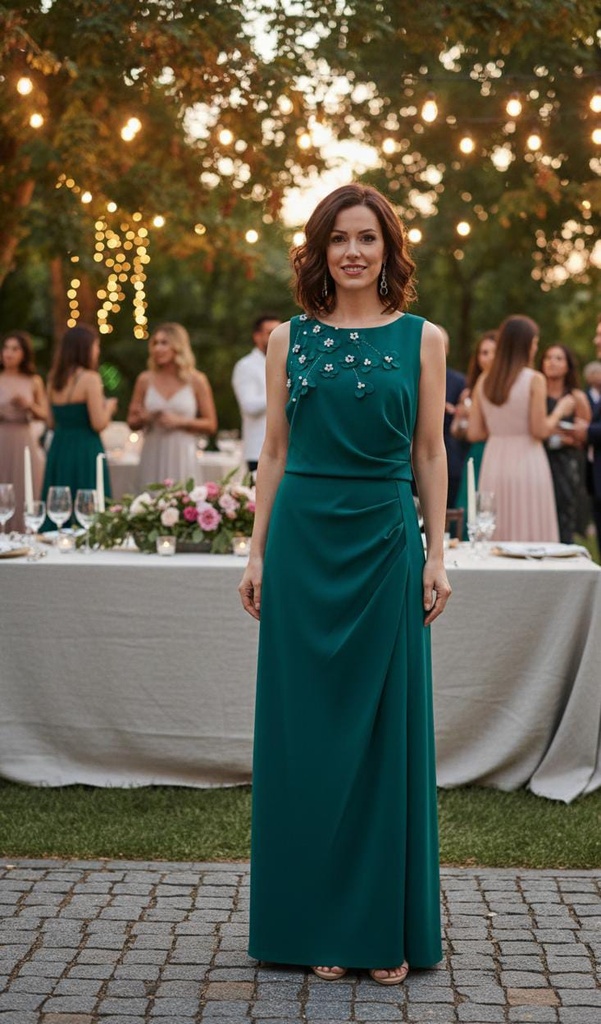 ALEX VESTIDO VERDE FLRS PERLAS MUJER