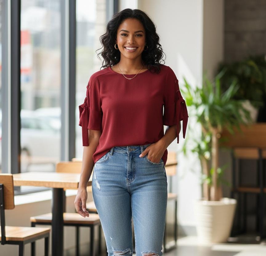 MILK&HONEY BLUSA MUJER ROJO VINO