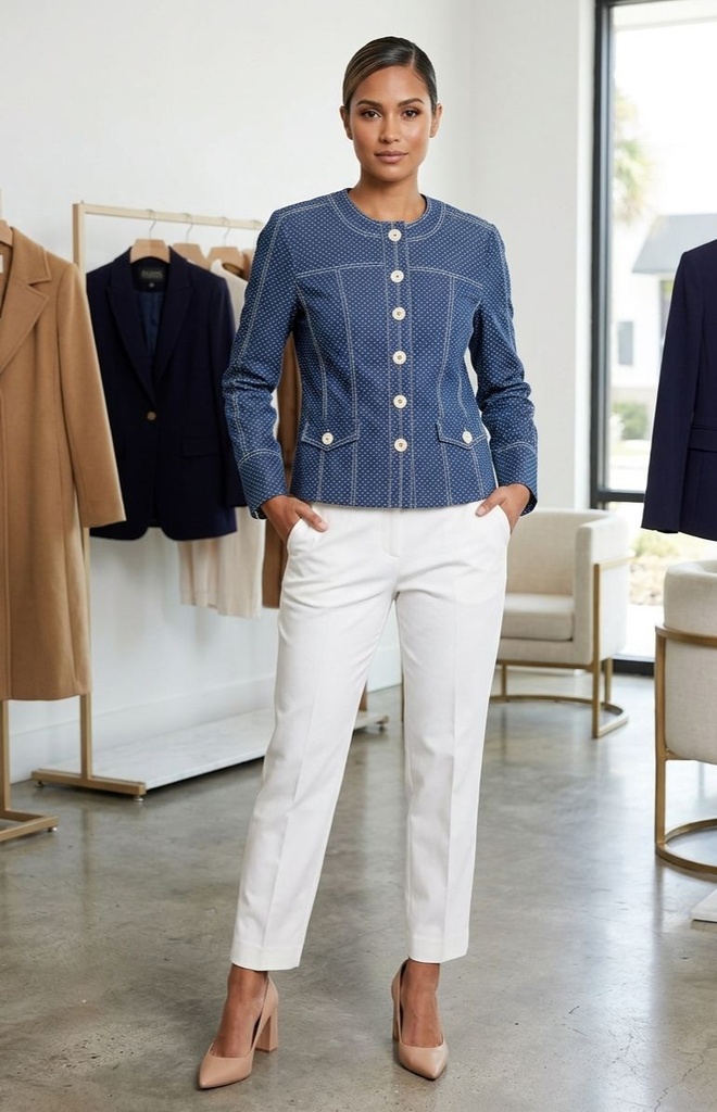 JULIANA BLUSA-PANTALON MUJR AZUL-BLC