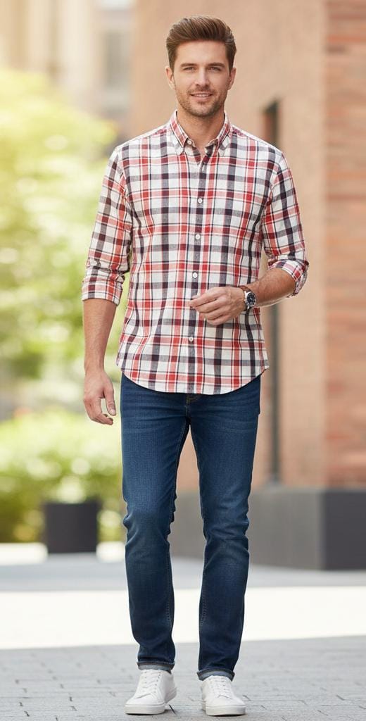 GAP CAMISA HOMBRE ROJO CUADRIC-BLC-