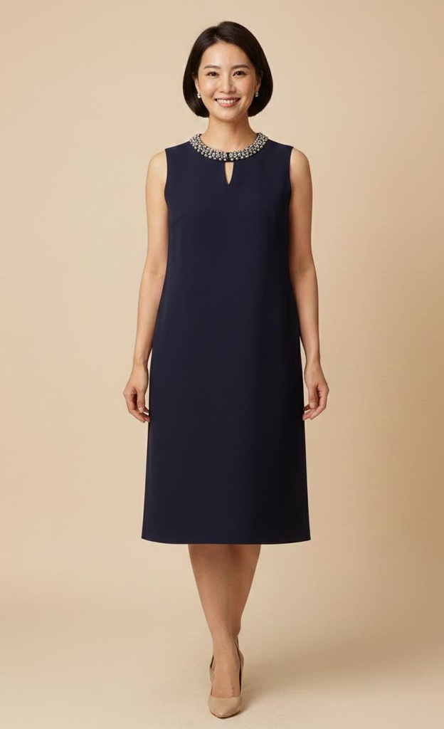 SANDRA DARREN VESTIDO M. AZUL MARINO