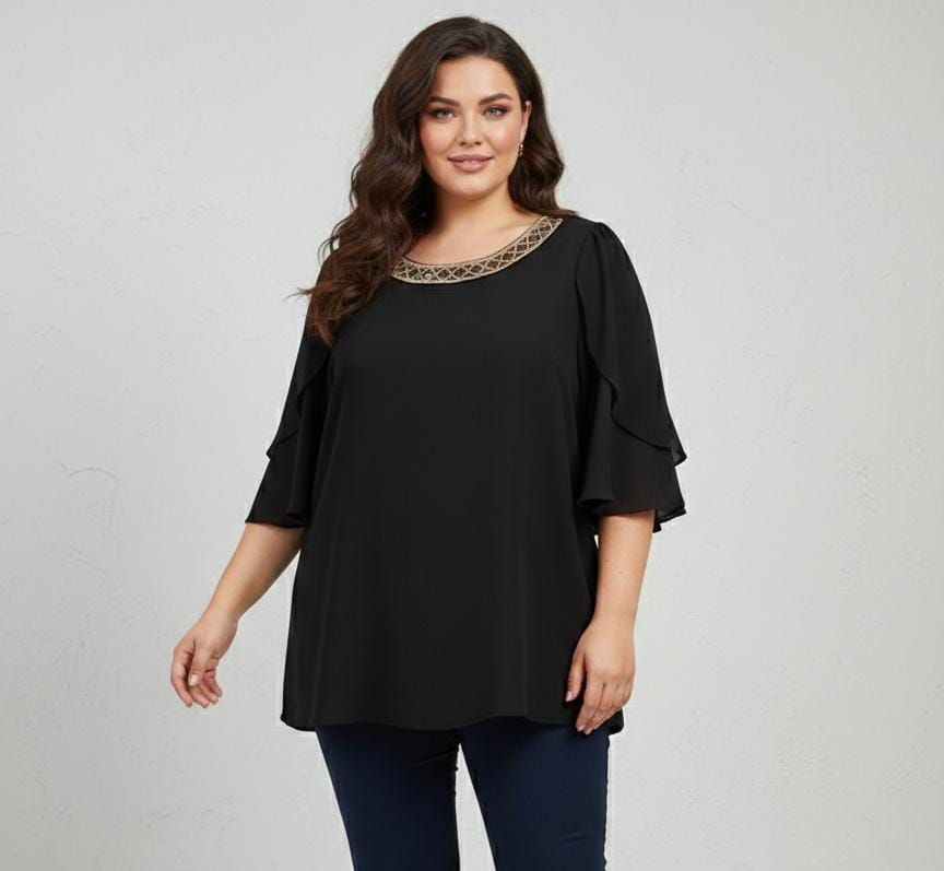 EXPRESSA BLUSA MUJER NEGRA /DORADO