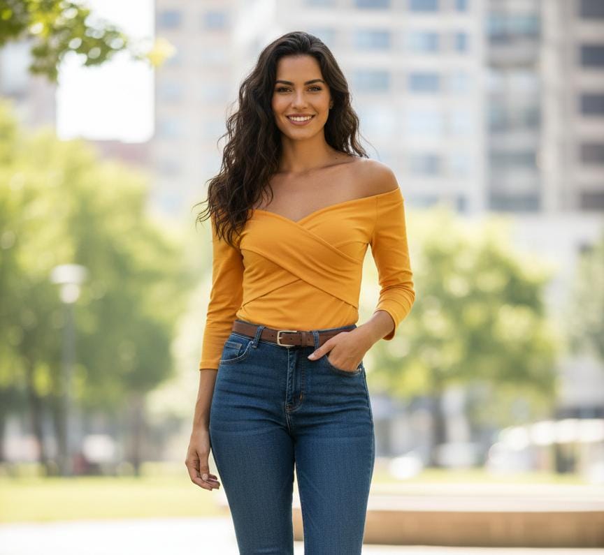 DNA COUTURE BLUSA MUJER MOSTAZA