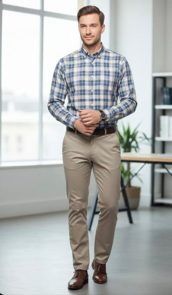 GAP CAMISA HOMBRE AZUL CUADRIC