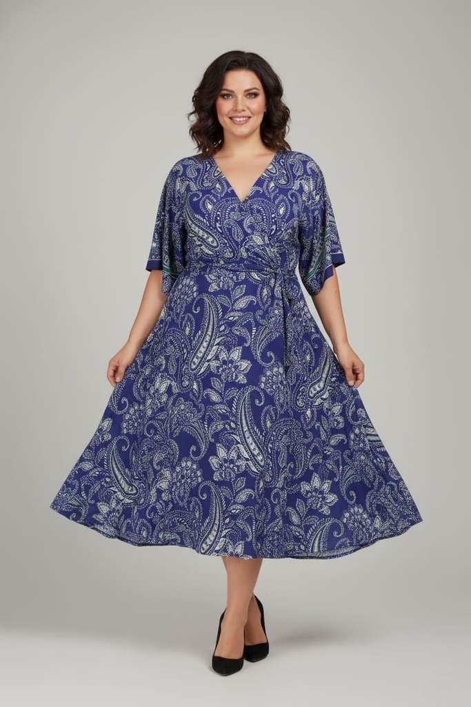 SANDRA DARREN VESTIDO AZUL-FLORES