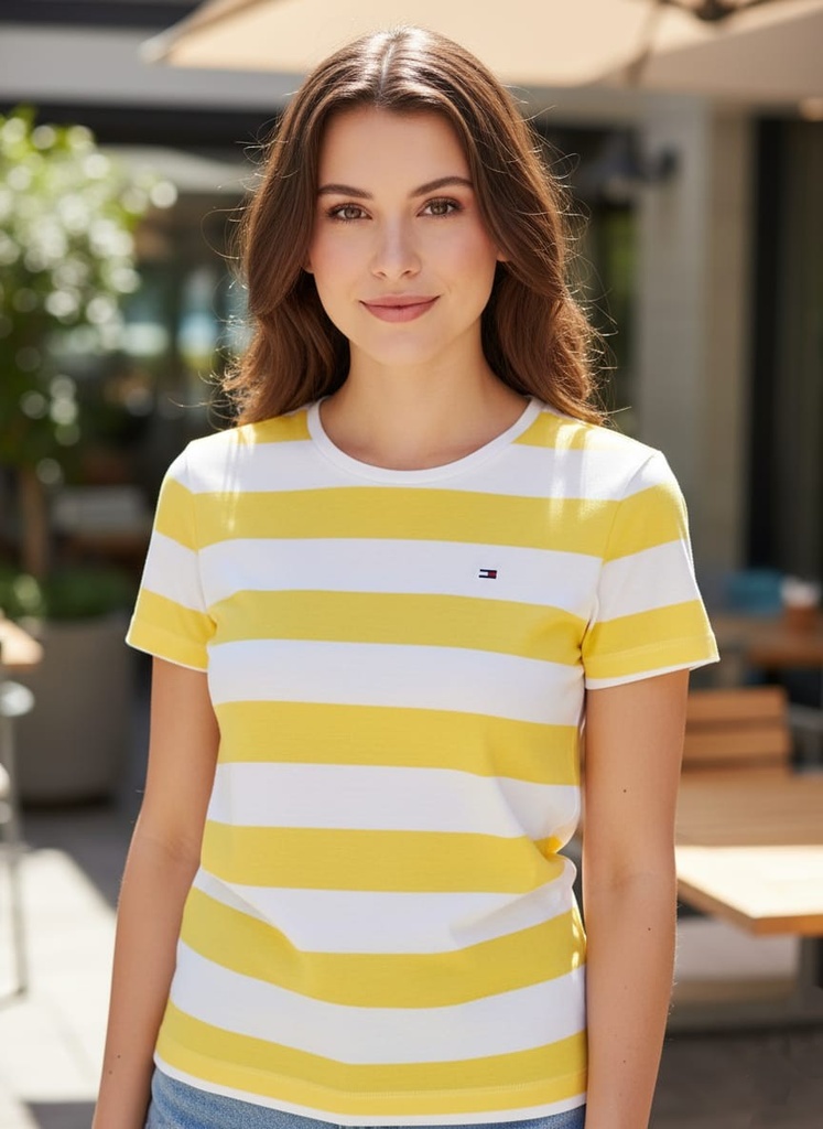 TOMMY CAMISETA AMARILLO-BLANCO
