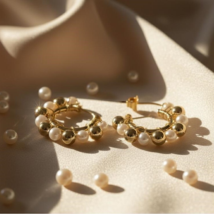 SEMI ARGOLLA ENCHPE DORADO PERLAS-