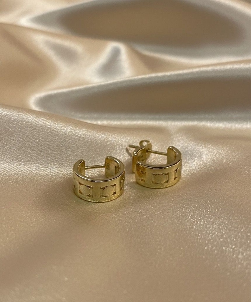 ARETES ENCHAPE SEMI-ARGOLLA DORADO